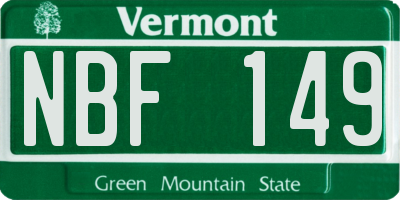 VT license plate NBF149