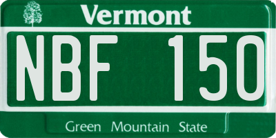 VT license plate NBF150