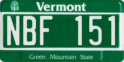 VT license plate NBF151