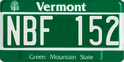 VT license plate NBF152