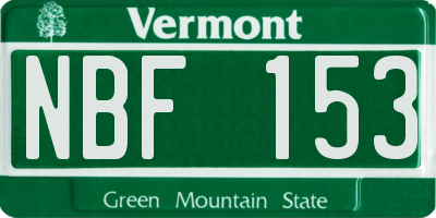 VT license plate NBF153