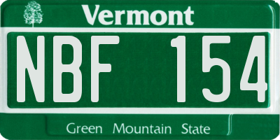 VT license plate NBF154
