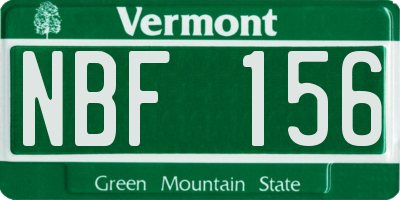 VT license plate NBF156