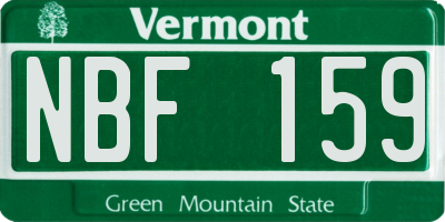 VT license plate NBF159