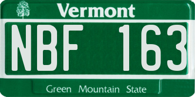 VT license plate NBF163