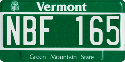 VT license plate NBF165