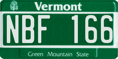 VT license plate NBF166