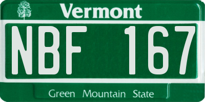 VT license plate NBF167