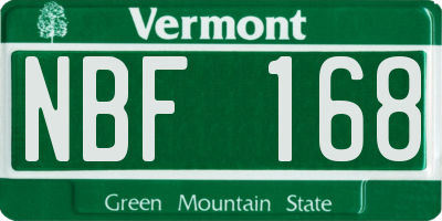 VT license plate NBF168