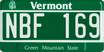 VT license plate NBF169