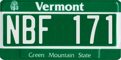 VT license plate NBF171