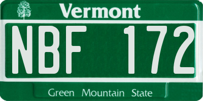 VT license plate NBF172