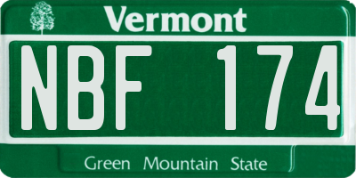 VT license plate NBF174