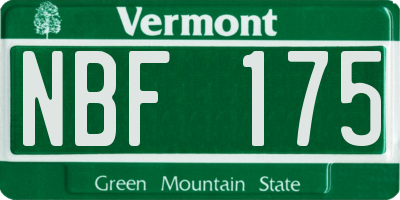 VT license plate NBF175