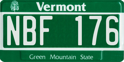 VT license plate NBF176