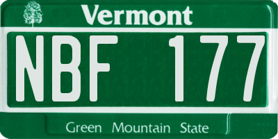 VT license plate NBF177