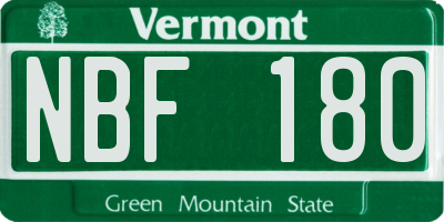 VT license plate NBF180