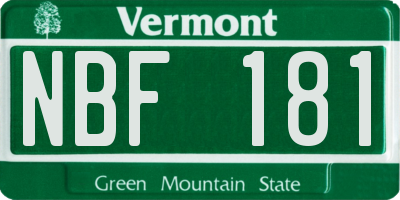 VT license plate NBF181
