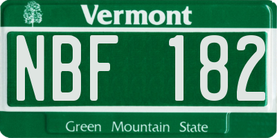 VT license plate NBF182