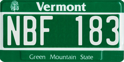 VT license plate NBF183