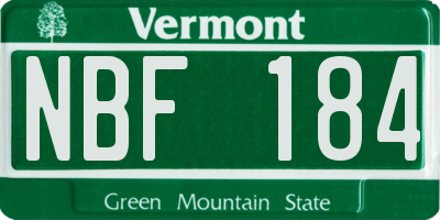 VT license plate NBF184