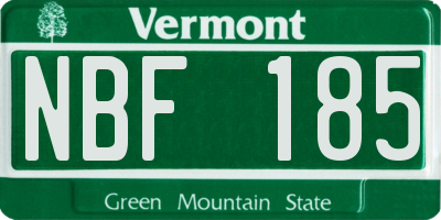 VT license plate NBF185