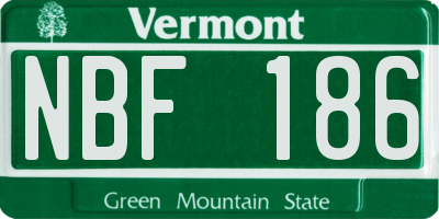 VT license plate NBF186