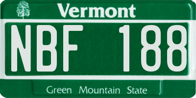 VT license plate NBF188