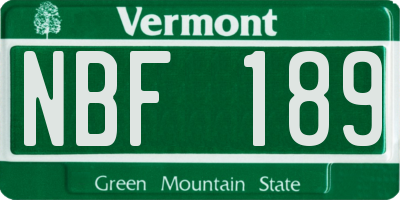 VT license plate NBF189