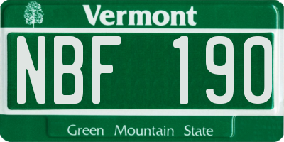 VT license plate NBF190