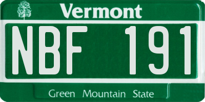 VT license plate NBF191