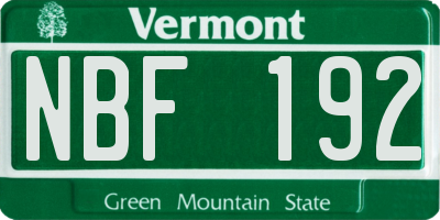 VT license plate NBF192