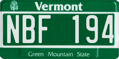 VT license plate NBF194
