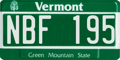 VT license plate NBF195