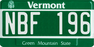 VT license plate NBF196