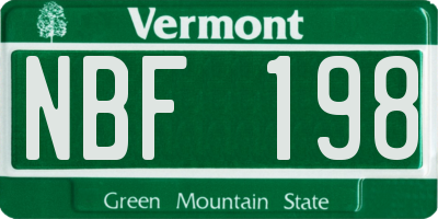 VT license plate NBF198