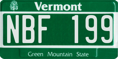 VT license plate NBF199