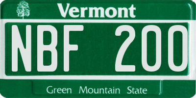 VT license plate NBF200