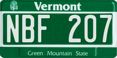 VT license plate NBF207