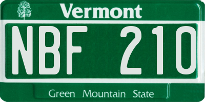 VT license plate NBF210