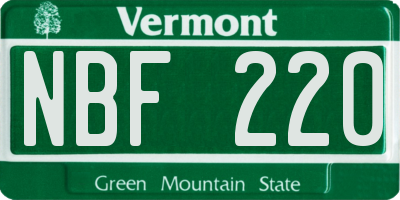 VT license plate NBF220