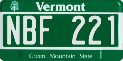 VT license plate NBF221