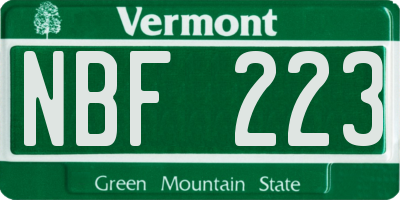 VT license plate NBF223