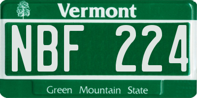 VT license plate NBF224