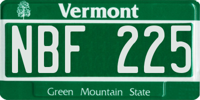 VT license plate NBF225