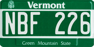 VT license plate NBF226