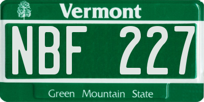 VT license plate NBF227