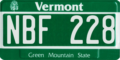VT license plate NBF228