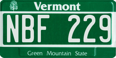 VT license plate NBF229