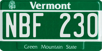 VT license plate NBF230